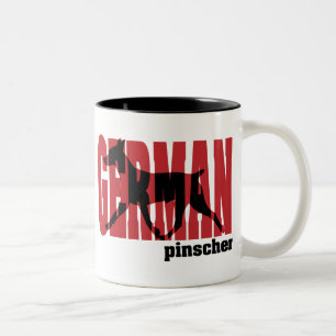 Deutsches Pinscher-Silhouette-Bewegen Zweifarbige Tasse