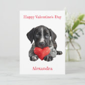 Deutsches Pointer Welppy Valentine personalisieren Feiertagskarte (Stehend Vorderseite)