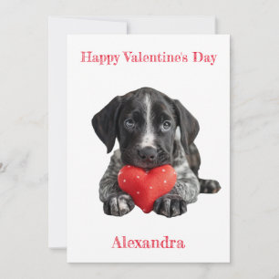 Deutsches Pointer Welppy Valentine personalisieren Feiertagskarte