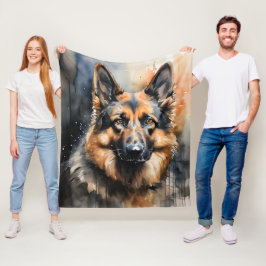 Deutsches Schäferink-Portrait Fleecedecke