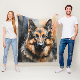 Deutsches Schäferink-Portrait Fleecedecke