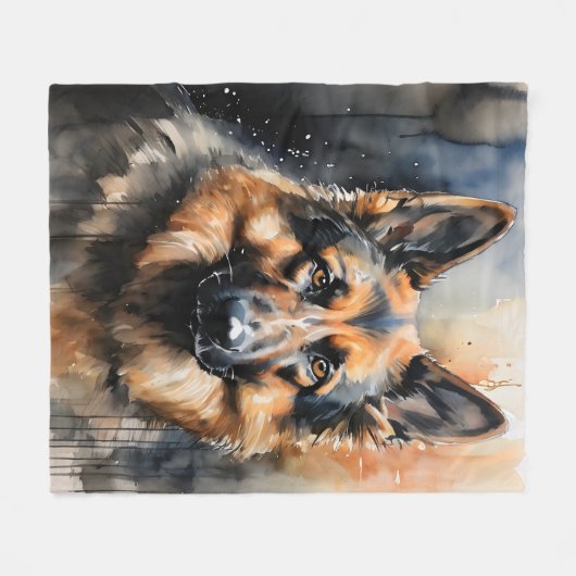 Deutsches Schäferink-Portrait Fleecedecke (Vorderseite (Horizontal))