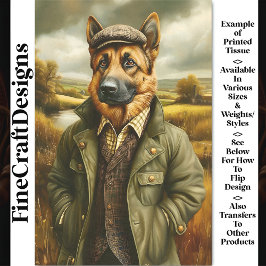 Deutsches Schäferportrait, Landschaft CH1 Decoupag Seidenpapier