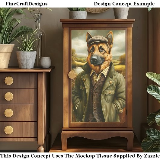 Deutsches Schäferportrait, Landschaft CH1 Decoupag Seidenpapier