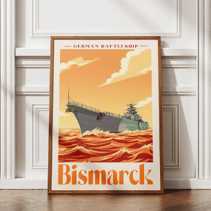 Deutsches Schlachtschiff Bismarck - Vintage Marine Fotodruck