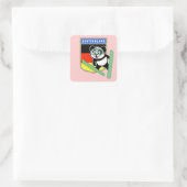 Deutsches Ski-Springpanda Quadratischer Aufkleber (Tasche)
