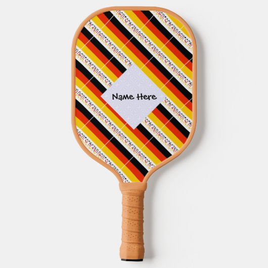 Deutsches und deutsches Flag mit Ihrem Namen verse Pickleball Schläger (Rückseite)