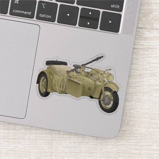 Deutsches W2-Motorrad mit Sidecar Aufkleber (Detail)