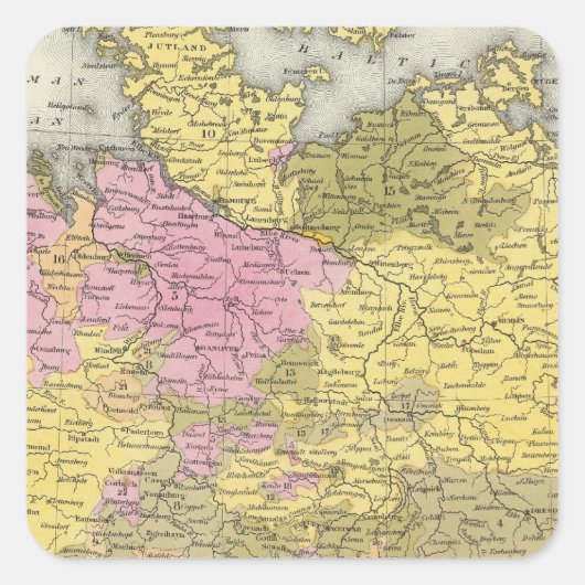 Deutschland 13 quadratischer aufkleber (Vorderseite)