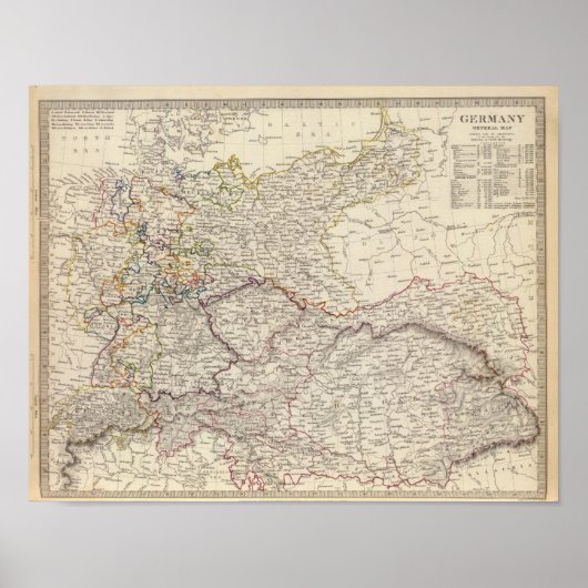 Deutschland - Allgemeine Karte Poster (Vorne)