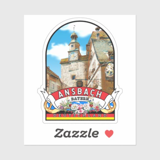 Deutschland Ansbach Vintage souvenir Aufkleber (Blatt)