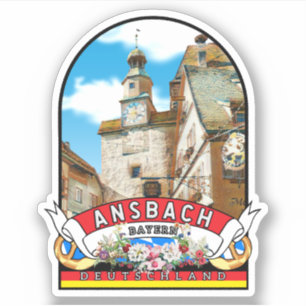 Deutschland Ansbach Vintage souvenir Aufkleber