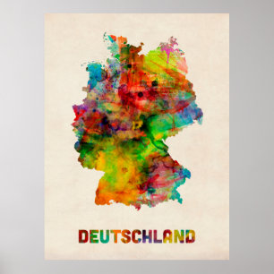 Deutschland-Aquarell-Karte (Deutschland) Poster