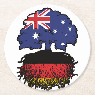 Deutschland Australien Tree Roots Runder Pappuntersetzer
