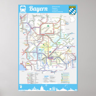 " Deutschland: BAYERN Schienennetz RAILmap ... Poster