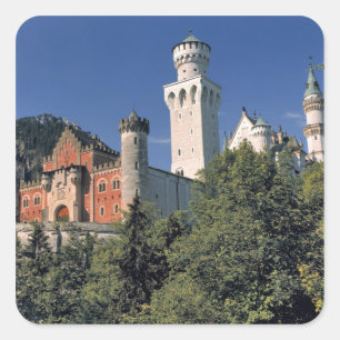 Deutschland, Bayern, Schloss Neuschwanstein. Quadratischer Aufkleber