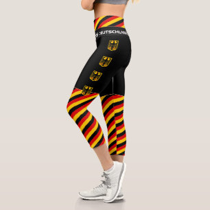 Deutschland & Deutschland Flag Mode, Fitness, Spor Capri Leggings