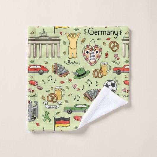 Deutschland Doodles Badhandtuch Set (Waschlappen)