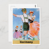 Deutschland, Ehepaare, die in Volkstrachten Polka Postkarte (Vorne/Hinten)