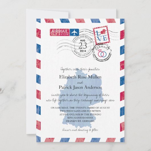 Deutschland Einladung zur Hochzeit von Luftpost (Vorderseite)