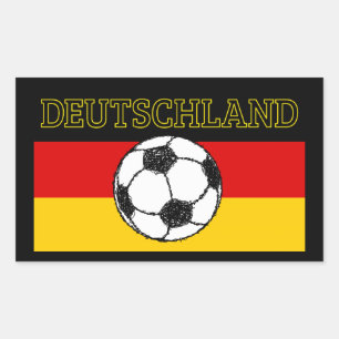 DEUTSCHLAND FLAG   FUSSBALL RECHTECKIGER AUFKLEBER