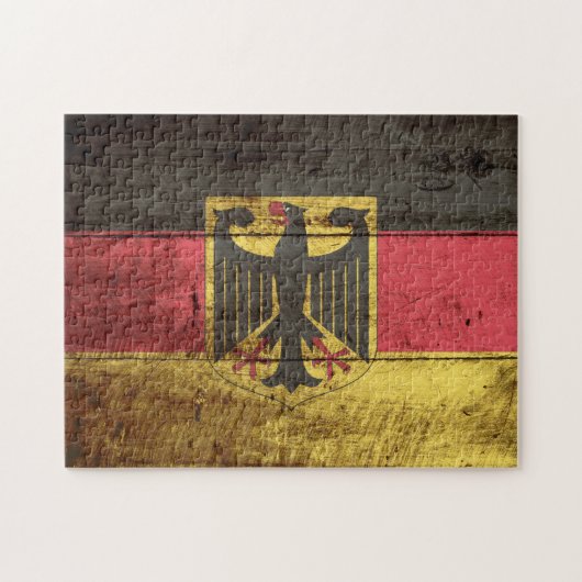 Deutschland-Flagge auf altem hölzernem Korn Puzzle (Horizontal)