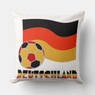 Deutschland-Flagge mit Fußball grauem Rand Kissen