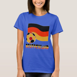 Deutschland-Flagge mit Fußball grauem Rand T-Shirt