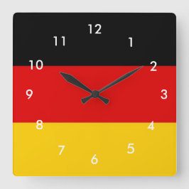 Deutschland-Flagge Quadratische Wanduhr