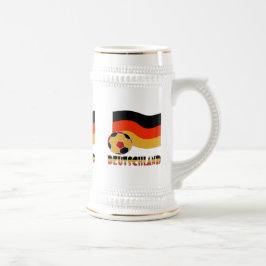 Deutschland Flagge und Fußball-Ball graue Grenze Bierglas