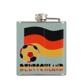 Deutschland Flagge und Fußball-Ball graue Grenze Flachmann (Rückseite)