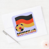 Deutschland Flagge und Fußball-Ball graue Grenze Quadratischer Aufkleber (Umschlag)