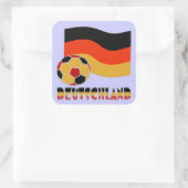 Deutschland Flagge und Fußball-Ball graue Grenze Quadratischer Aufkleber (Tasche)