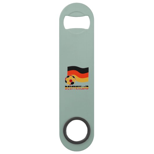 Deutschland Flagge und Fußball-Ball graue Grenze Speedflaschenöffner (Vorderseite)