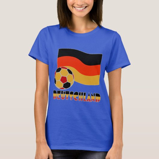 Deutschland Flagge und Fußball-Ball graue Grenze T-Shirt (Vorderseite)
