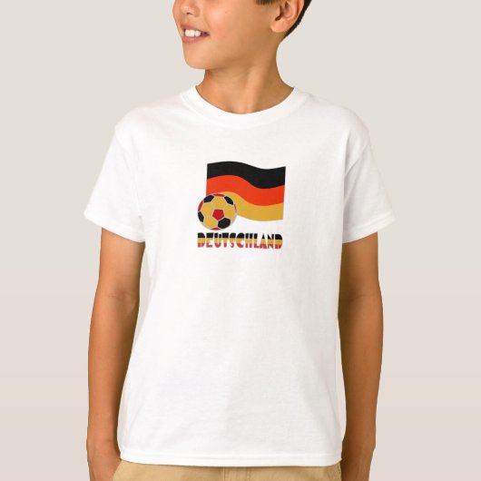 Deutschland Flagge und Fußball-Ball graue Grenze T-Shirt (Vorderseite)