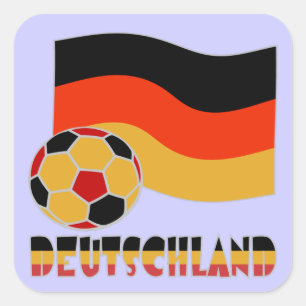 Deutschland-Flagge und Fußball mit grauem Rand Quadratischer Aufkleber