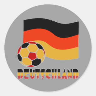 Deutschland-Flagge und Fußball mit grauer Umrandun Runder Aufkleber