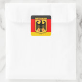 Deutschland - Flagge und Wappen Quadratischer Aufkleber (Tasche)