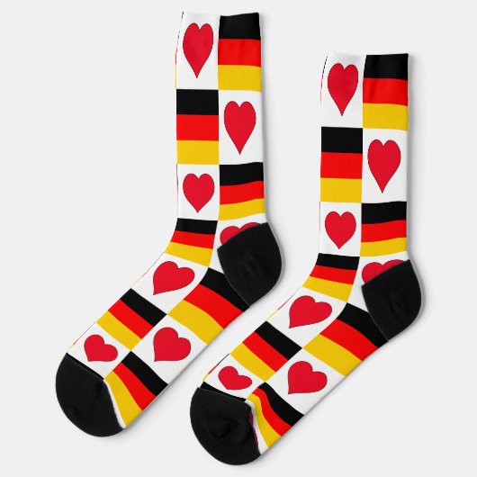 Deutschland Flaggen Herzendesign Spaß Deutscher St Socken (Linkes Detail)