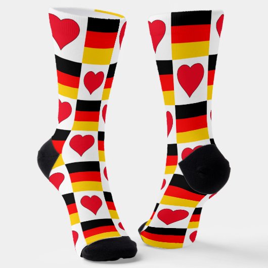 Deutschland Flaggen Herzendesign Spaß Deutscher St Socken (Gewinkelt)