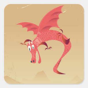 Deutschland fliegender Drache Vintage Poster Quadratischer Aufkleber