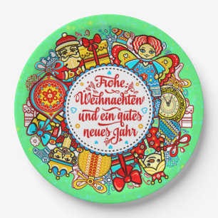 Deutschland Frohe Weihnachten & Glück Neues Jahr  Pappteller