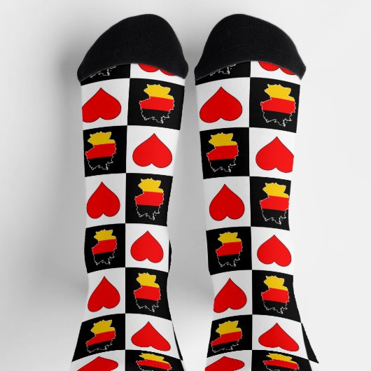 Deutschland Herzmuster Deutsche Flagge Karte Socken (Oben)