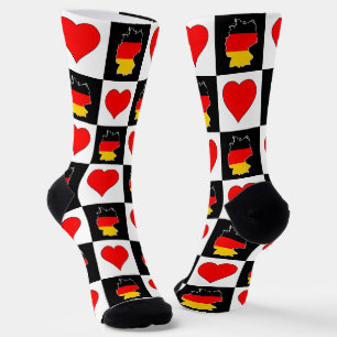 Deutschland Herzmuster Deutsche Flagge Karte Socken
