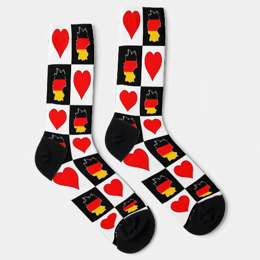 Deutschland Herzmuster Deutsche Flagge Karte Socken (Rechts)
