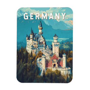 Deutschland Illustration Travel Art Vintag Magnet