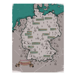 Deutschland Illustrierte Vintage-Karte Fotodruck