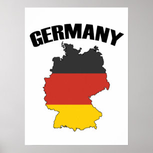 Deutschland Karte - Deutsche Flagge - Deutschland  Poster