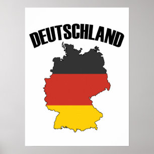 Deutschland Karte - Deutsche Flagge - Deutschland Poster